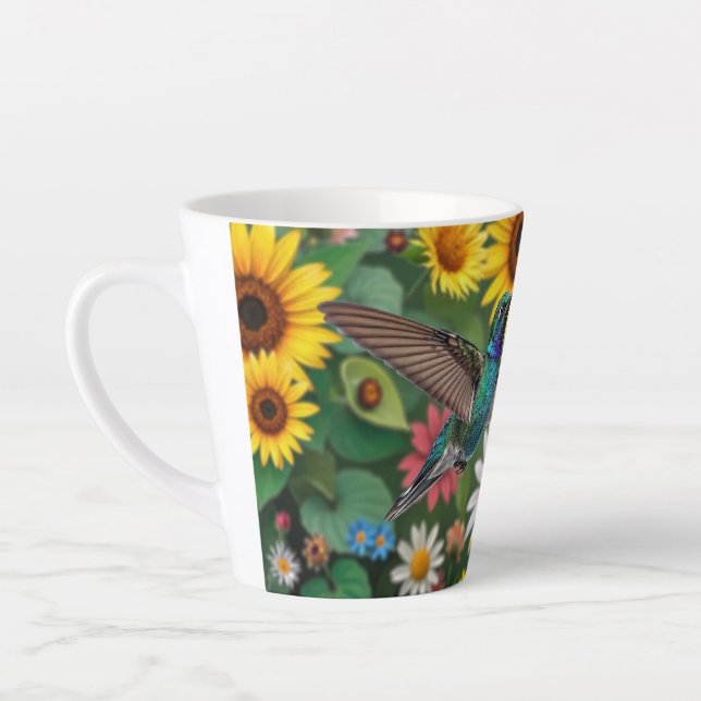 Hummingbird Among Flowers Latte Mug (Left)
