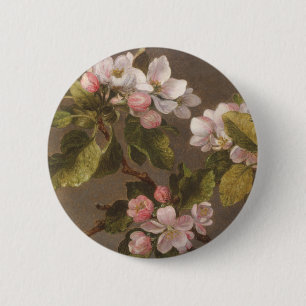 Hummingbird and Apple Blossoms 2 Inch Round Button
