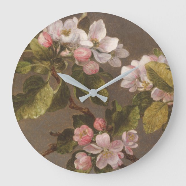 Hummingbird and Apple Blossoms Large Clock (Front)