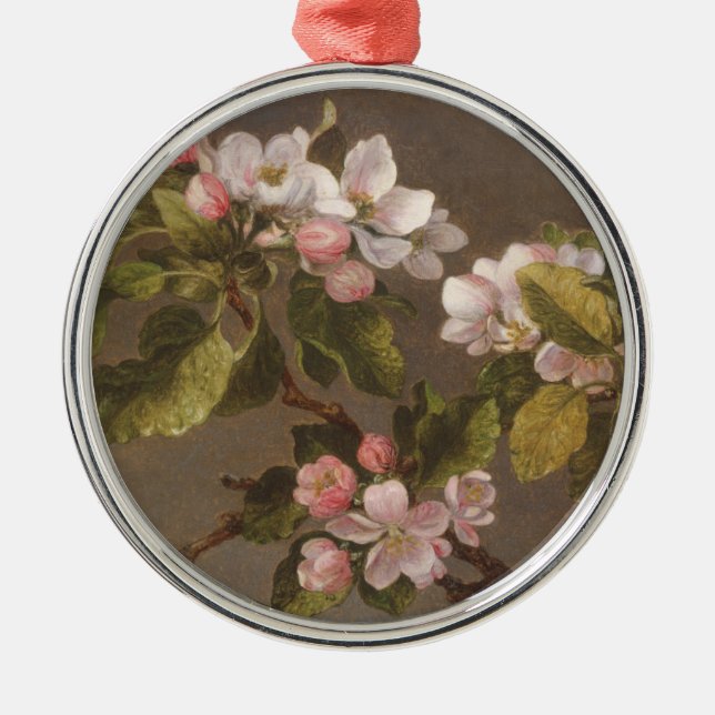 Hummingbird and Apple Blossoms Metal Ornament (Front)