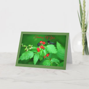 Hummingbird and Berries Greeting Card