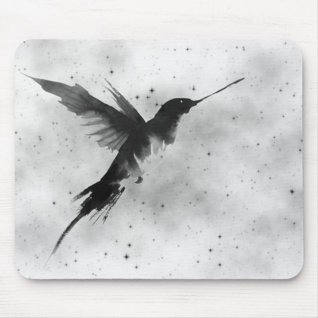 HUMMINGBIRD AND BLACK STARS MOUSEPAD (Front)