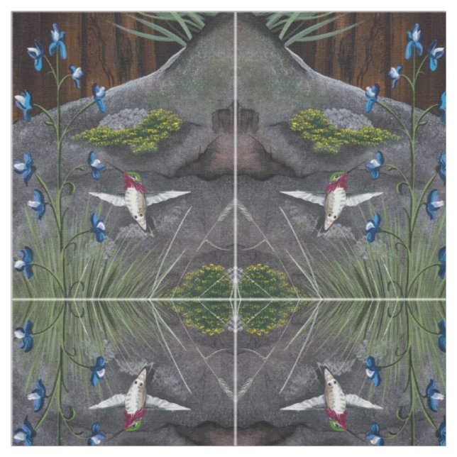 Hummingbird and Blossom Fabric (Swatch)