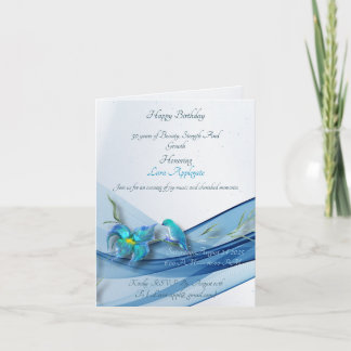 Hummingbird and blue wave Birthday invitation 