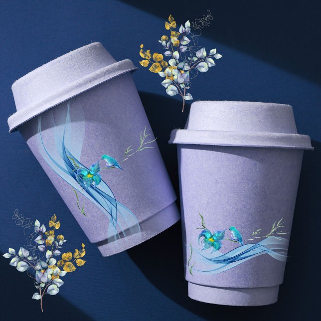 Hummingbird and blue wave Birthday paper cups  (Creator Uploaded)