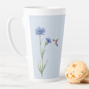 Hummingbird and Cornflower Latte Mug