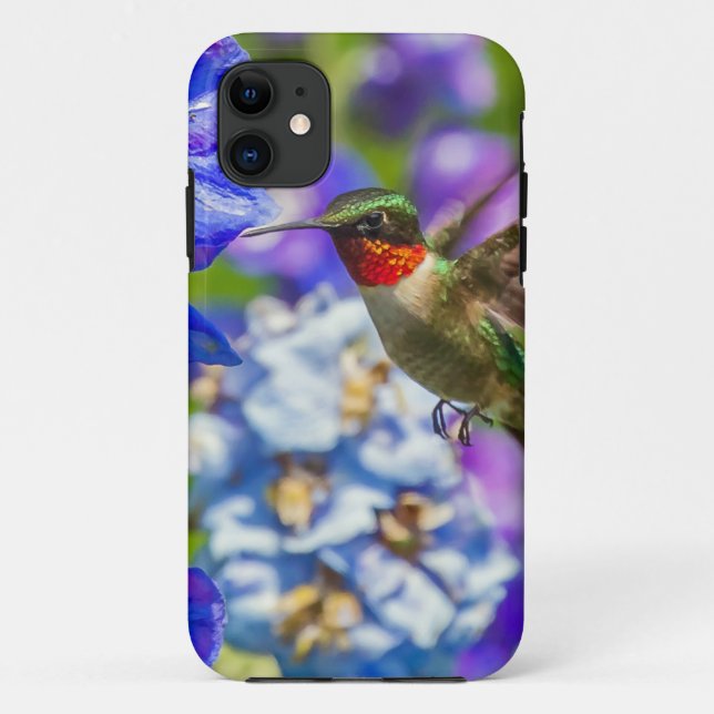 Hummingbird And Delphinium Case-Mate iPhone Case (Back)