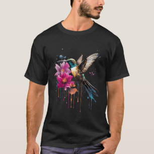 Hummingbird And Flower Bird Watcher Lover T-Shirt