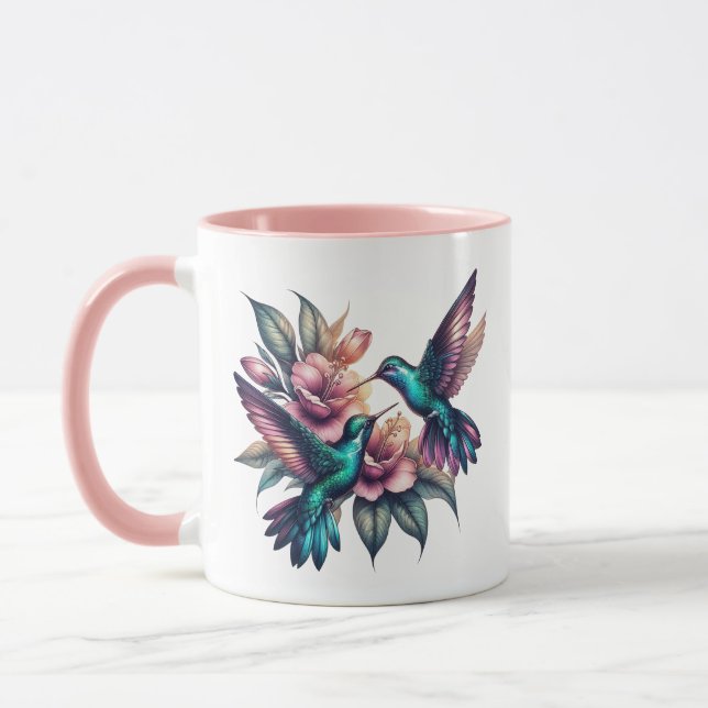 Hummingbird and flower combo mug (Left)