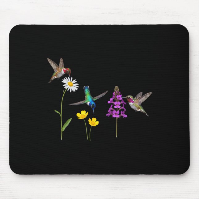 Hummingbird And Flower Funny Bird Lover Men Women  Mouse Pad (Front)
