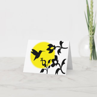 Hummingbird and flower silhouette art style card