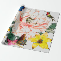 HUMMINGBIRD AND FLOWER WRAPPING PAPER