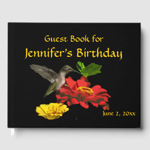 Hummingbird and Flowers Birthday Party Guest Book