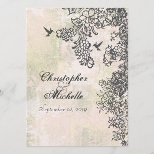 Hummingbird and Flowers Wedding Invitation