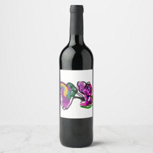 Hummingbird and flowers wine label