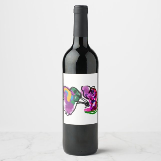 Hummingbird and flowers wine label (Front)