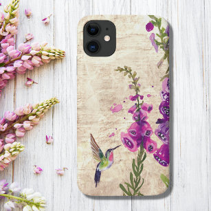 Hummingbird and Foxglove Flowers Garden Case-Mate iPhone Case