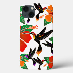 Hummingbird and Hibiscus Batik iPad Mini iPhone 13 Case