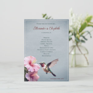 Hummingbird and Hibiscus Blue Wedding Program