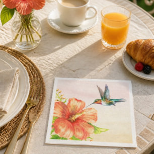 Hummingbird and Hibiscus Flower Napkin