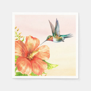 Hummingbird and Hibiscus Flower  Napkin
