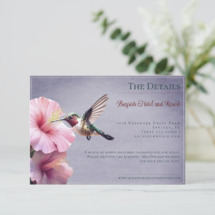 Hummingbird and Hibiscus Purple Wedding Enclosure Card