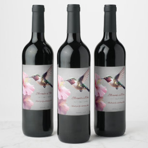 Hummingbird and Hibiscus Wedding   Grey Wine Label