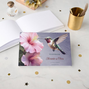 Hummingbird and Hibiscus Wedding   Purple Guest Book