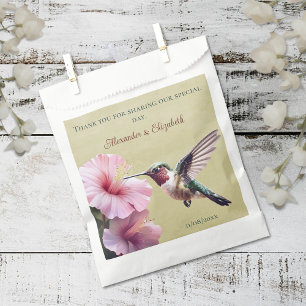 Hummingbird and Hibiscus Yellow Wedding Favour Bag