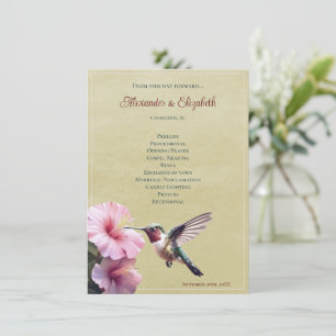 Hummingbird and Hibiscus Yellow Wedding Program