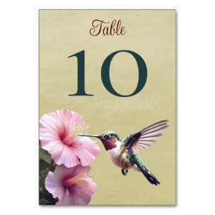 Hummingbird and Hibiscus   Yellow Wedding  Table Number