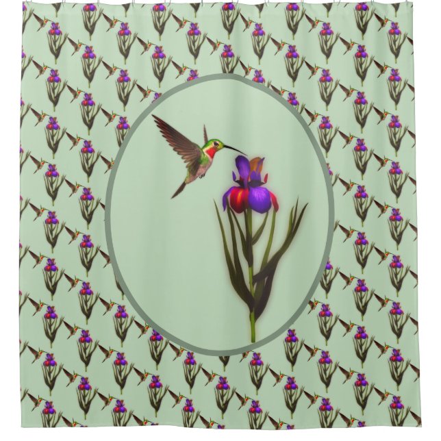 Hummingbird And Iris Flower  (Front)