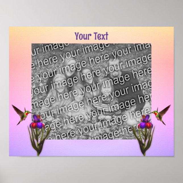 Hummingbird And Iris Flower Create Your Own Poster (Front)