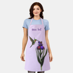 Hummingbird And Iris Flower Personalized Apron