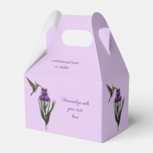 Hummingbird And Iris Flower Personalized  Favor Box