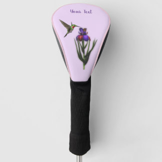 Hummingbird And Iris Flower Personalized Golf Head Cover