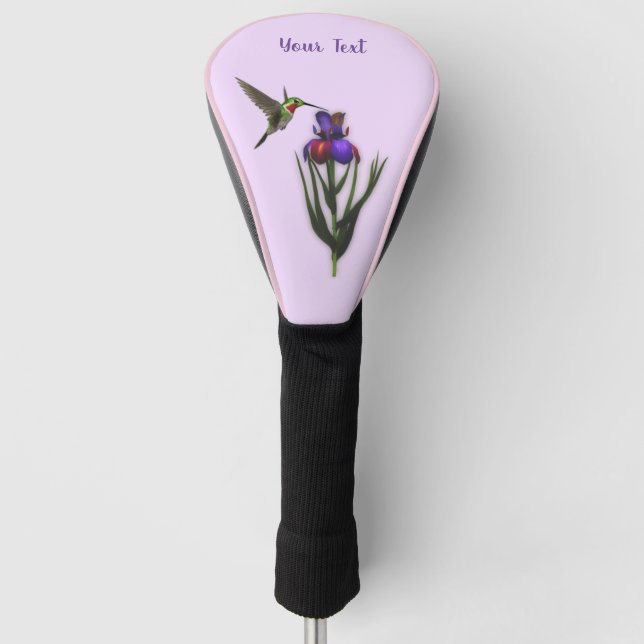 Hummingbird And Iris Flower Personalized   Golf Head Cover (Front)