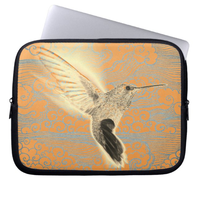 HUMMINGBIRD AND JAPANESE CLOUDS NEOPRENE SLEEVE  (Front)