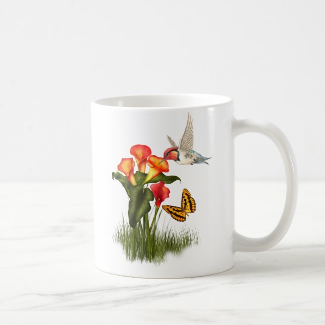 Hummingbird and lilies coffee mug (Right)