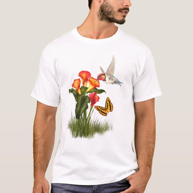 Hummingbird and lilies T-Shirt (Front)