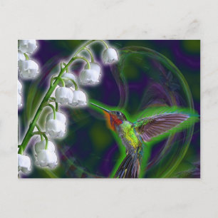 Hummingbird and Lily of the Valley Flowers Postcard
