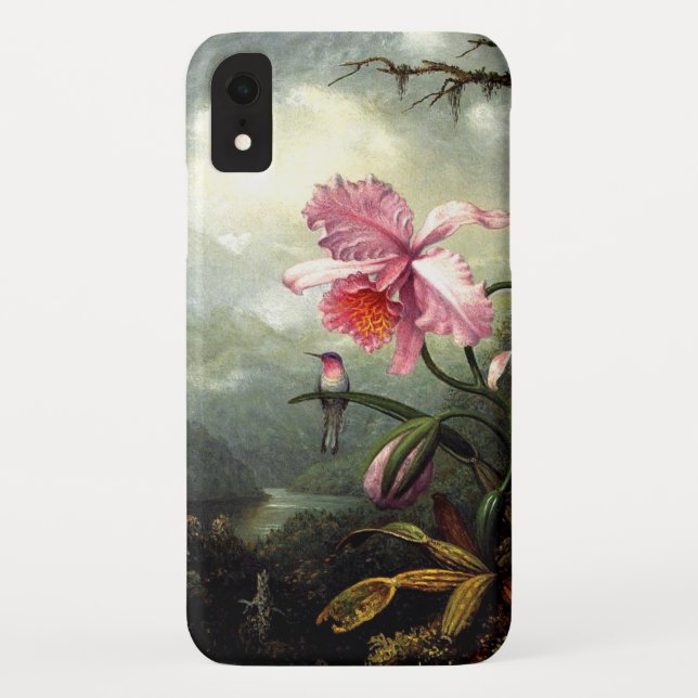 Hummingbird and Orchid, botanical artwork Case-Mate iPhone Case (Back)