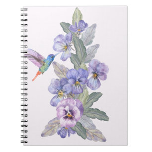 Hummingbird and Pansies Notebook