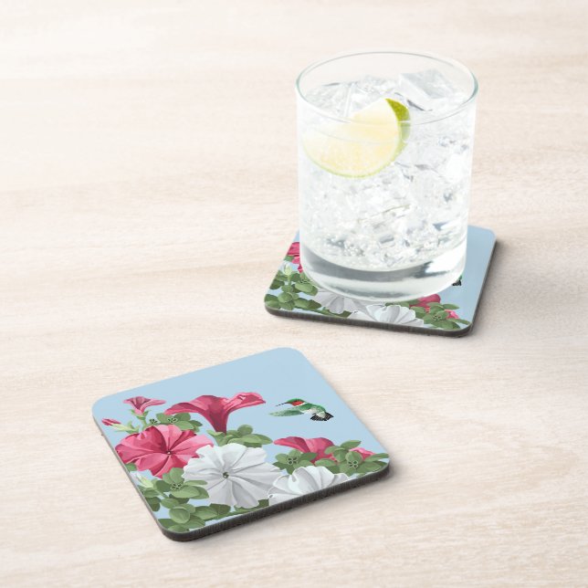 Hummingbird and Petunia Flowers Coaster (Right Side)