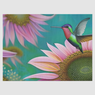 Hummingbird and Pink Sunflower Tissue Paper