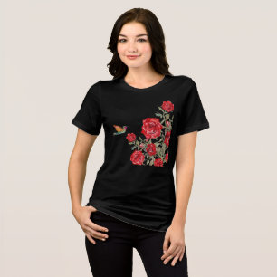 Hummingbird and Red Roses Tri-Blend Shirt