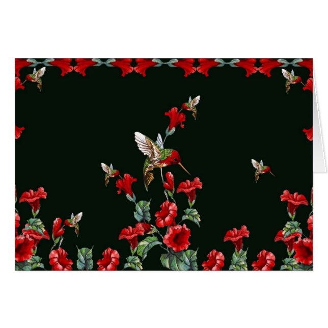 Hummingbird and Roses (Front Horizontal)