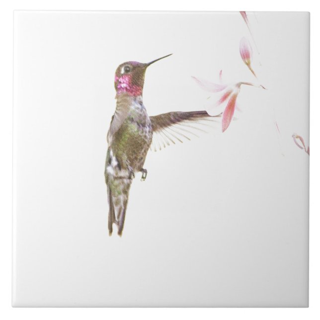 Hummingbird and single Flower Tile (Front)