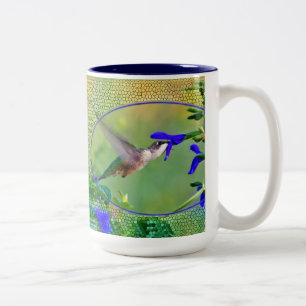 Hummingbird and Stained Glass Two-Tone Coffee Mug