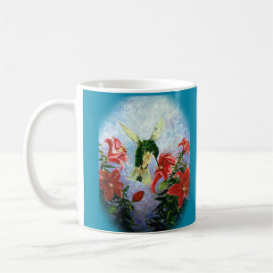 Hummingbird and Stargazer Lillies art mug